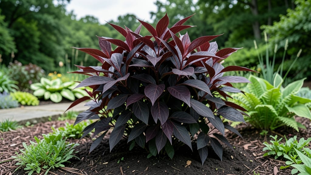 Dark Red Red Leaf Plant Identification: Distinctive Vein Patterns for Accurate ID